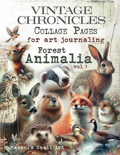 VINTAGE CHRONICLES Collage Pages for Art Journaling, Forest Animalia vol 1: A book with 160+ ANIMALS Images To Cut Out, Glue and Craft for Cardmaking Mixed Media &amp; Scrapbook