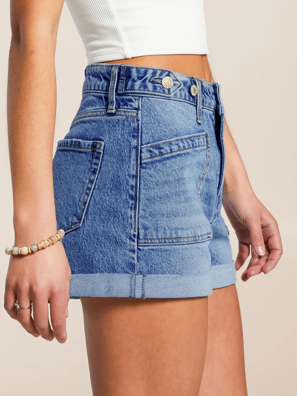 EMMIOL Women Jeans Shorts Summer Mid Rise Sexy Stretchy Denim Hot Pants with Adjustable Waist Trendy - Image 5