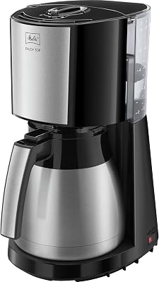 Melitta Enjoy Top Therm, 1017-08 – Cafetera de goteo con jarra térmica y tapa Easy Click, cafetera de filtro con portafiltros pivotante, máquina de café para hasta 10 tazas, 1,25 L, negro