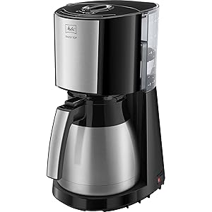 Melitta Enjoy Top Therm, 1017-08 - Cafetera de goteo con jarra térmica y tapa Easy Click, cafetera de filtro con portafiltros pivotante, máquina de café para hasta 10 tazas, 1,25 L, negro