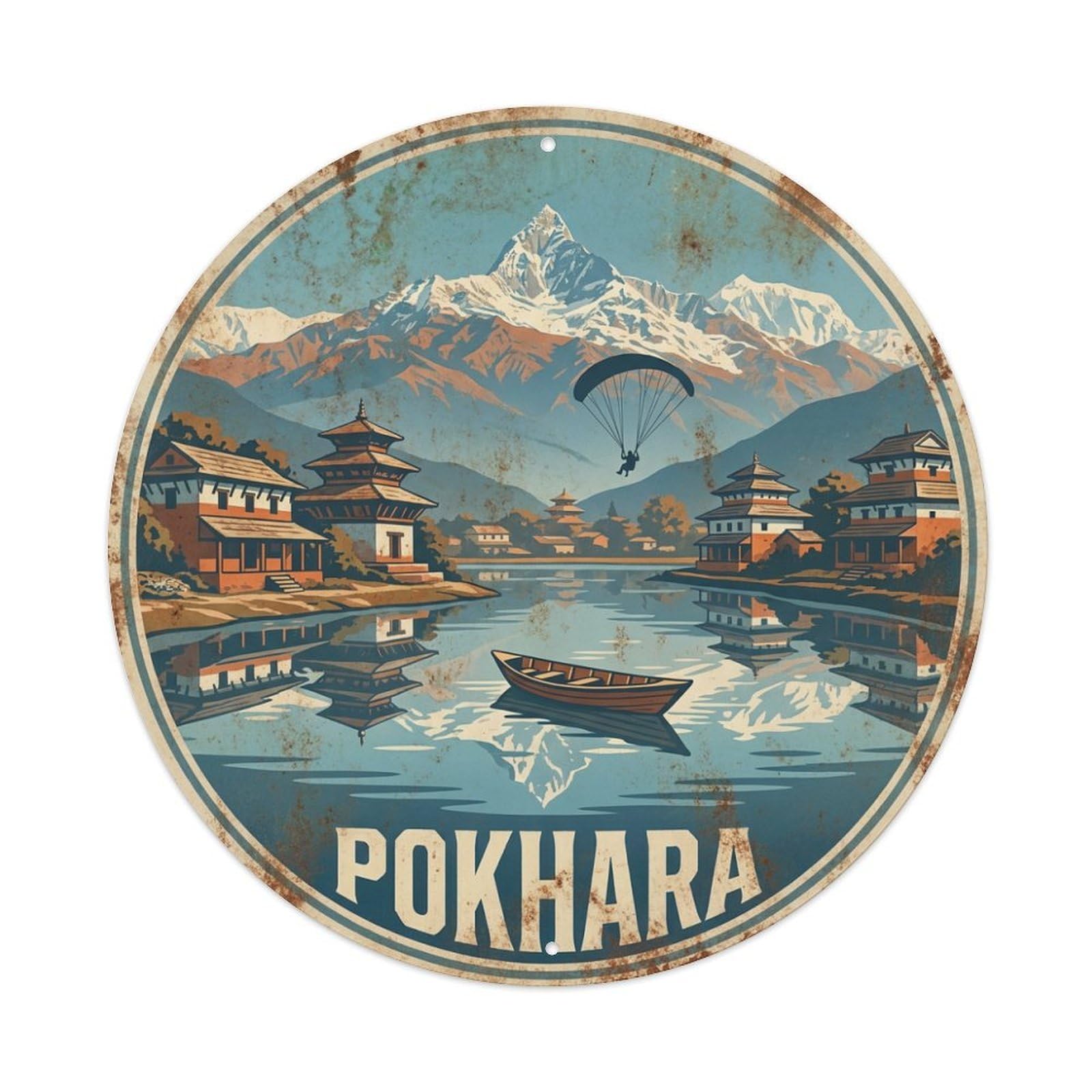 Travel Retro Nepal Pokhara Metal Tin Sign