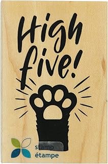 Momenta High Five Cat Dog Paw Print Red Rubber Wood Mounted Stamp