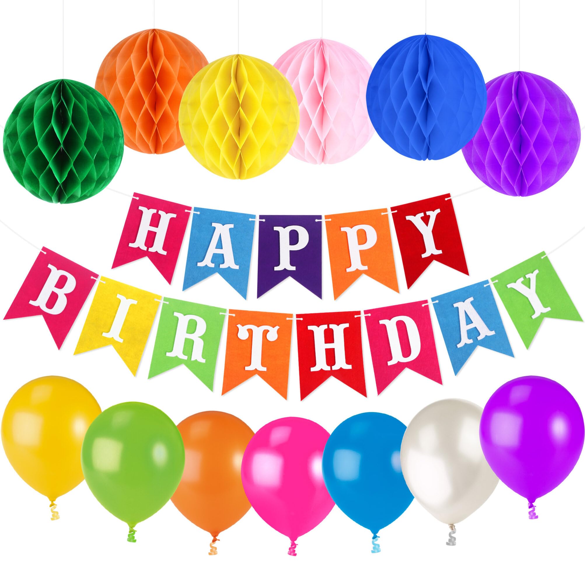 Unique Party 49567 Birthday Poster Plastified with Rainbow Ribbons, 5 ft x 27 In