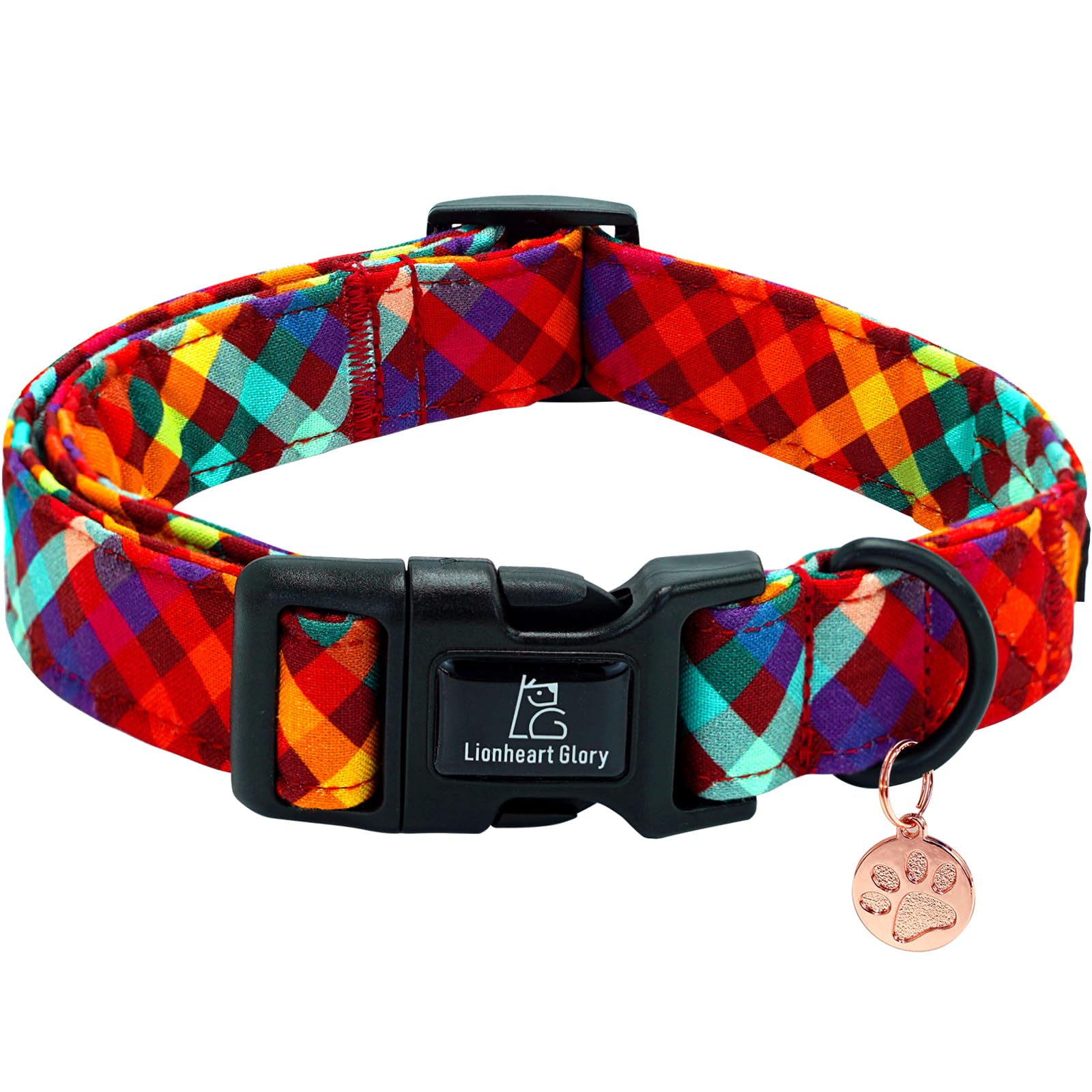 Lionheart glory Fall Plaid Dog Collar-Cute Orange Dog Collars with Plastic Buckle Duty Soft Adjustable Collar for Large Dogs Girls Boys Collars Party