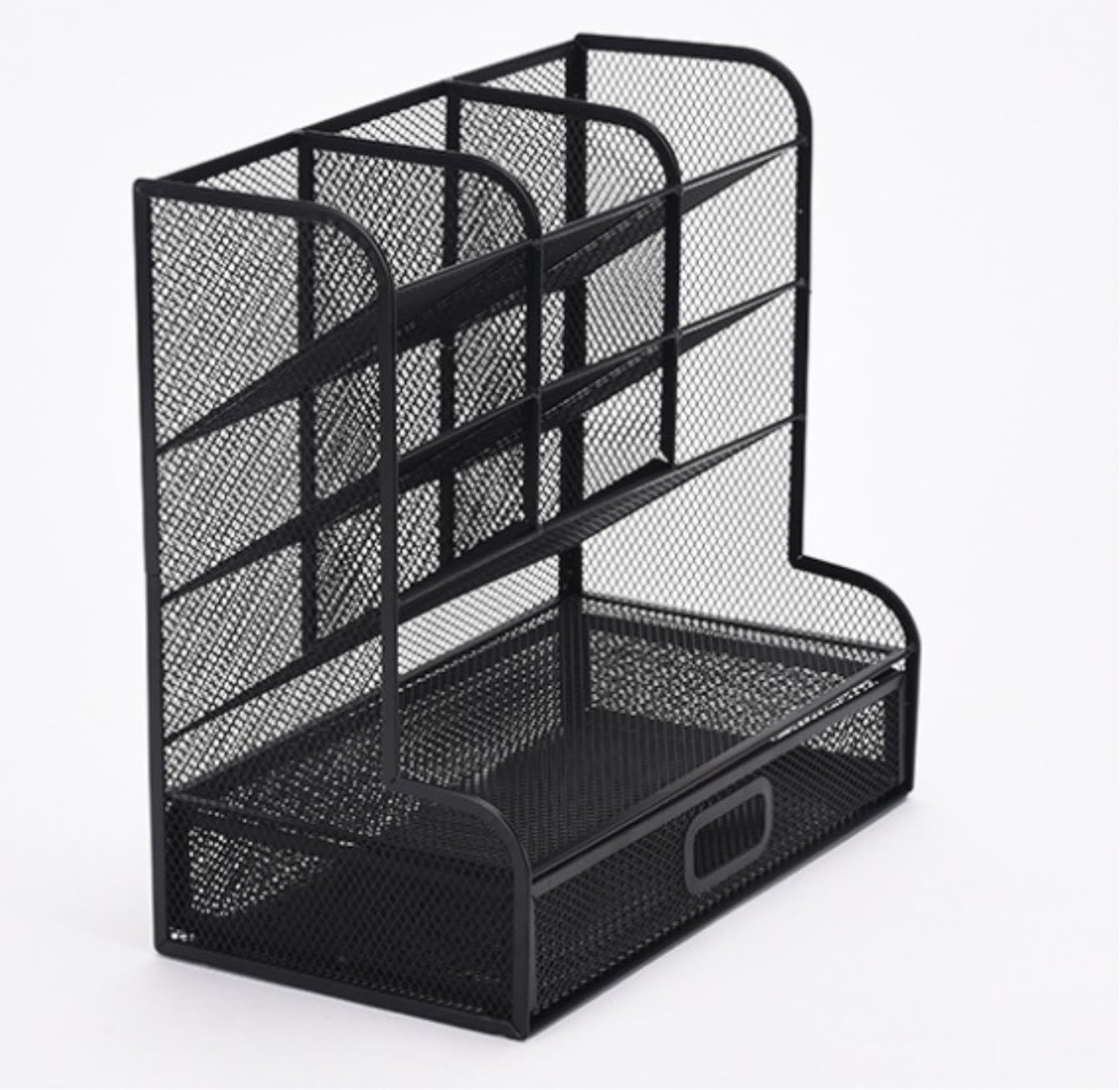 Schreibtisch Datei Organizer Schreibtisch-Organizer Aus Metallgeflecht Mit Schublade, Aufbewahrung Von Bürobedarf Und Zubehör Aktenaufbewahrung Ablagesystem(Black)