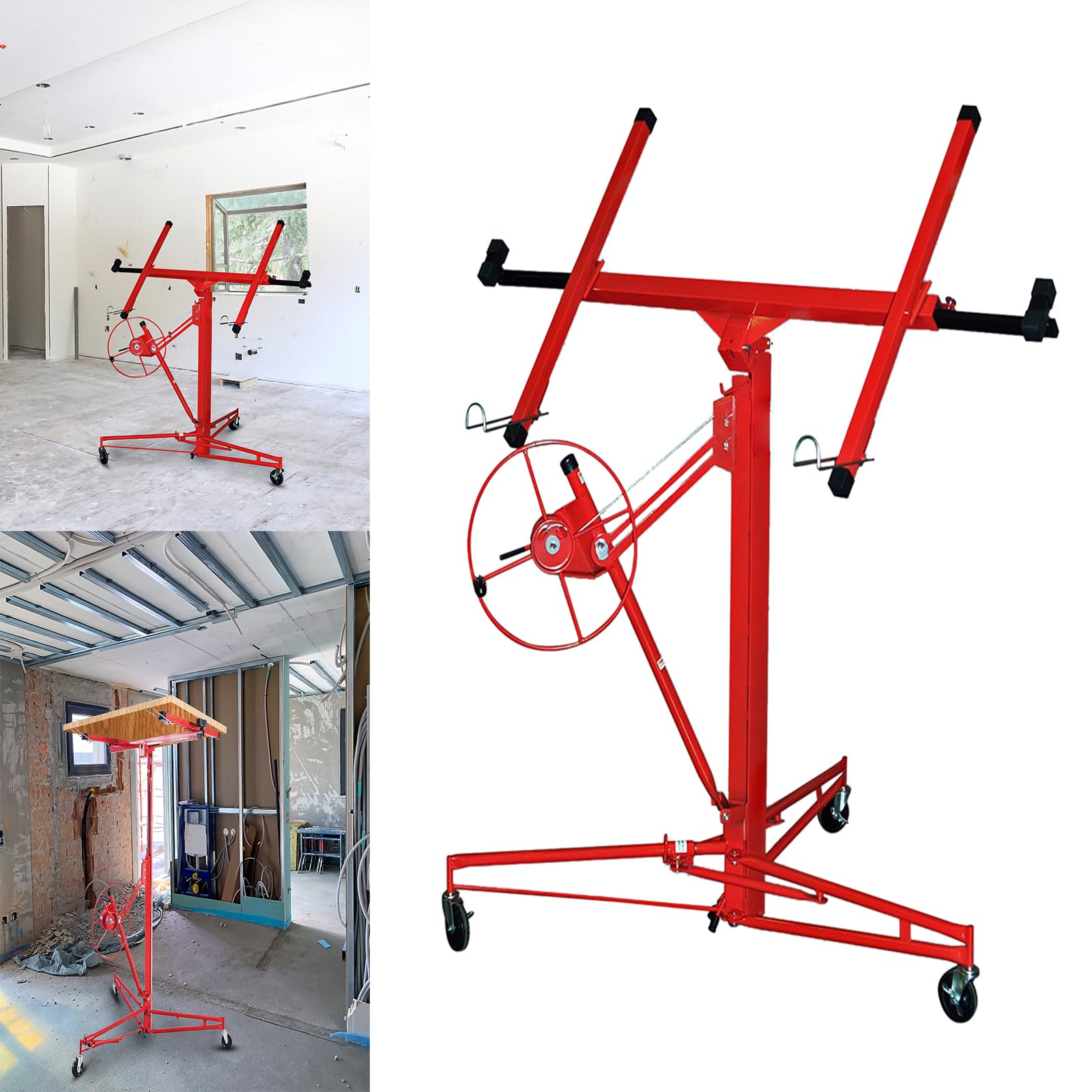 Alzacristalli XXL per lastre di cartongesso, altezza regolabile 132 – 325 cm, larghezza massima del braccio di carico 295 cm e carico di 68 kg, pieghevole, aiuto di montaggio per cartongesso