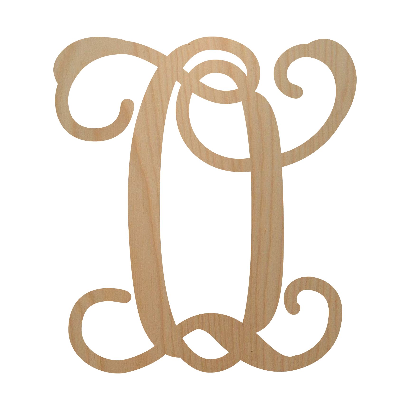 12-Inch, Single Vine Unfinished Wooden Monogram "O" Decorative Letter O