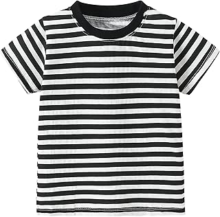 유아 남아 여아 티셔츠 아동용 면 스트라이프 셔츠 만 1-8세, 블랙., 4-5세