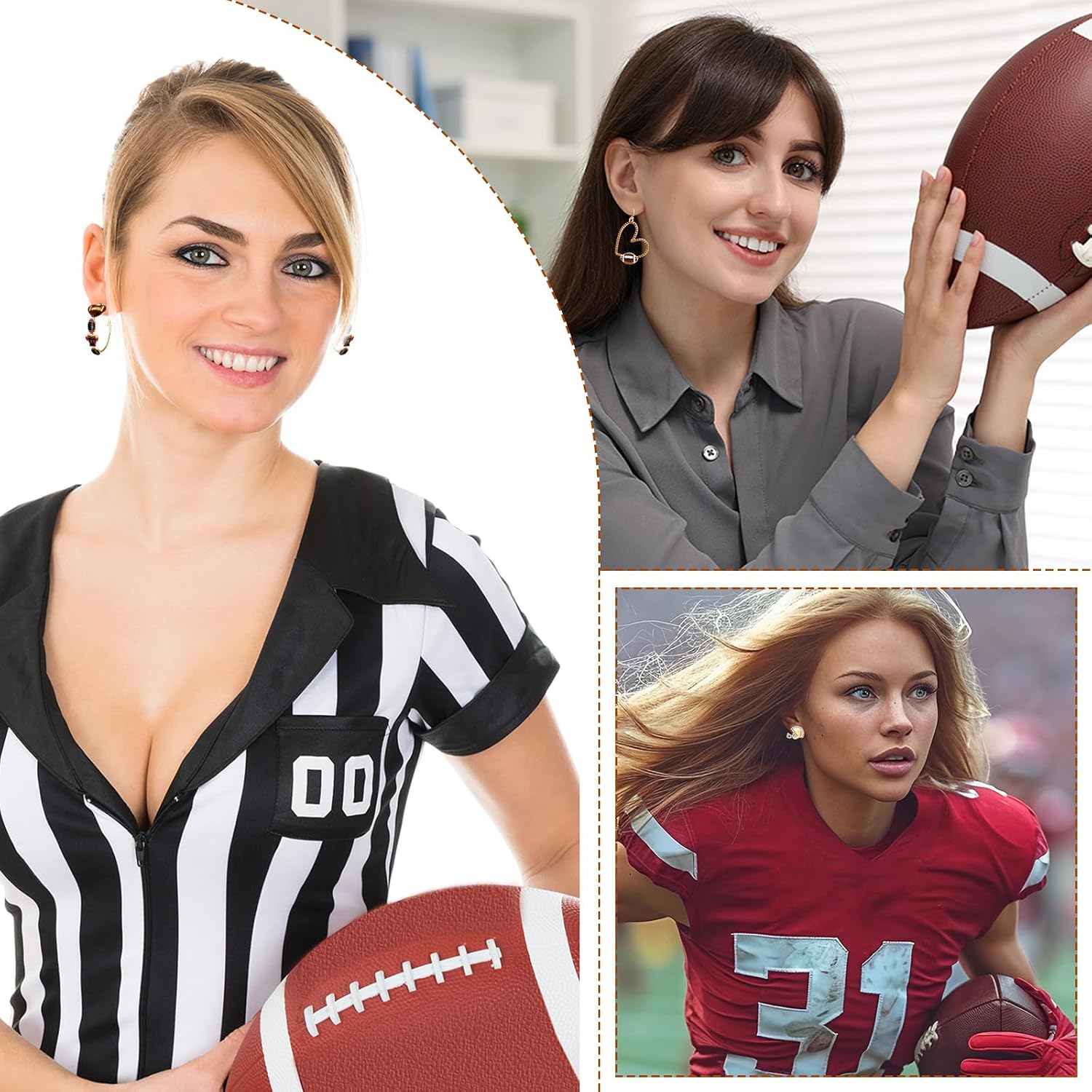 Quelay 8 Pairs Sports Earrings for Women Ball Games image 4