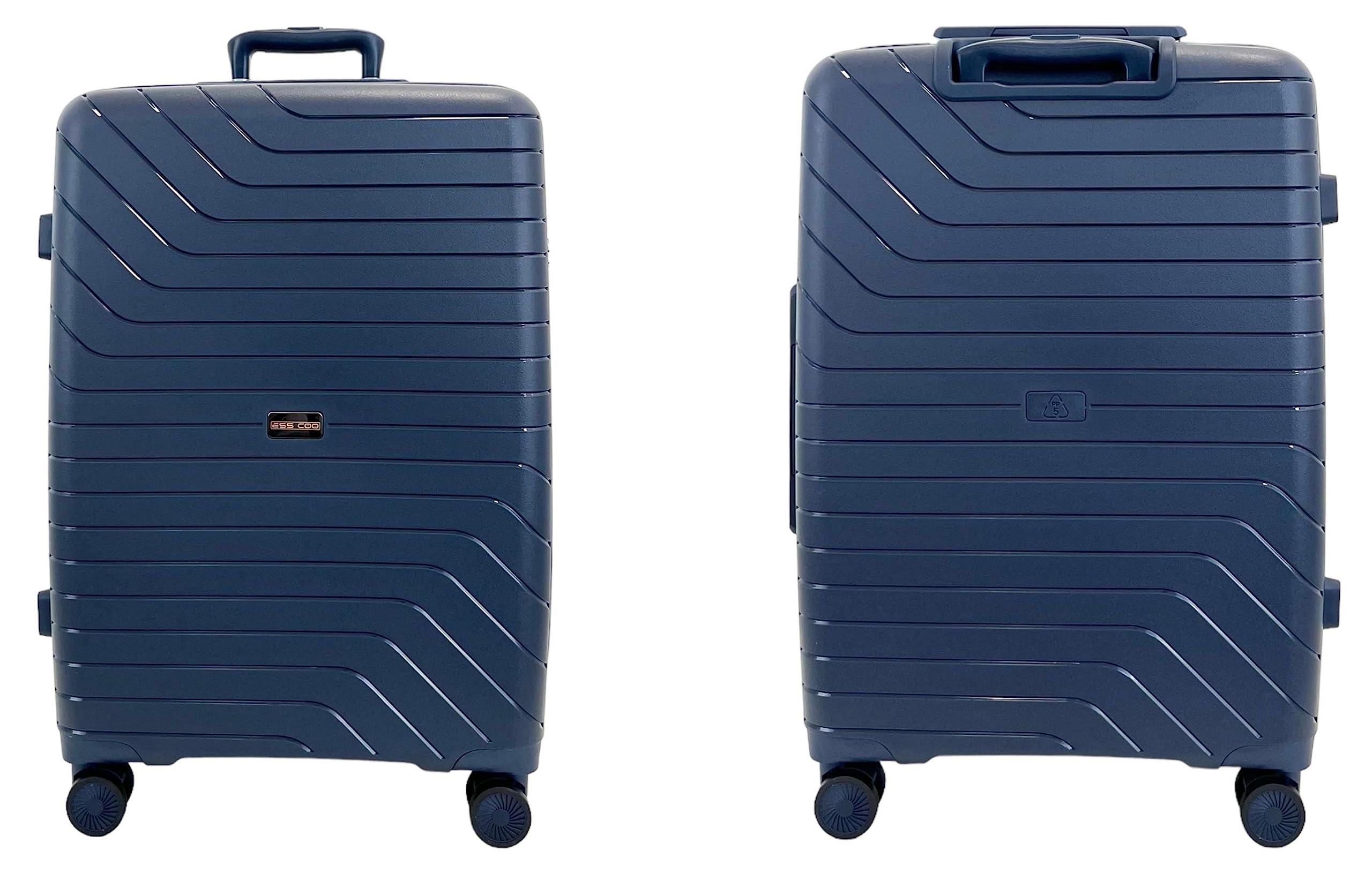 Set de 3 Valises/Bagages Rigides incassable en Polypropylène (PP) à 4 roulettes pivotantes avec Serrure TSA intégré (Bleu Marine, Set de 3)