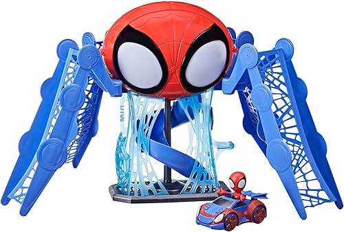 Spidey and His Amazing Friends Web-Quarters Playset con luces y sonidos, incluye figura de Marvel Spidey y vehículo, niños a partir de 3 años