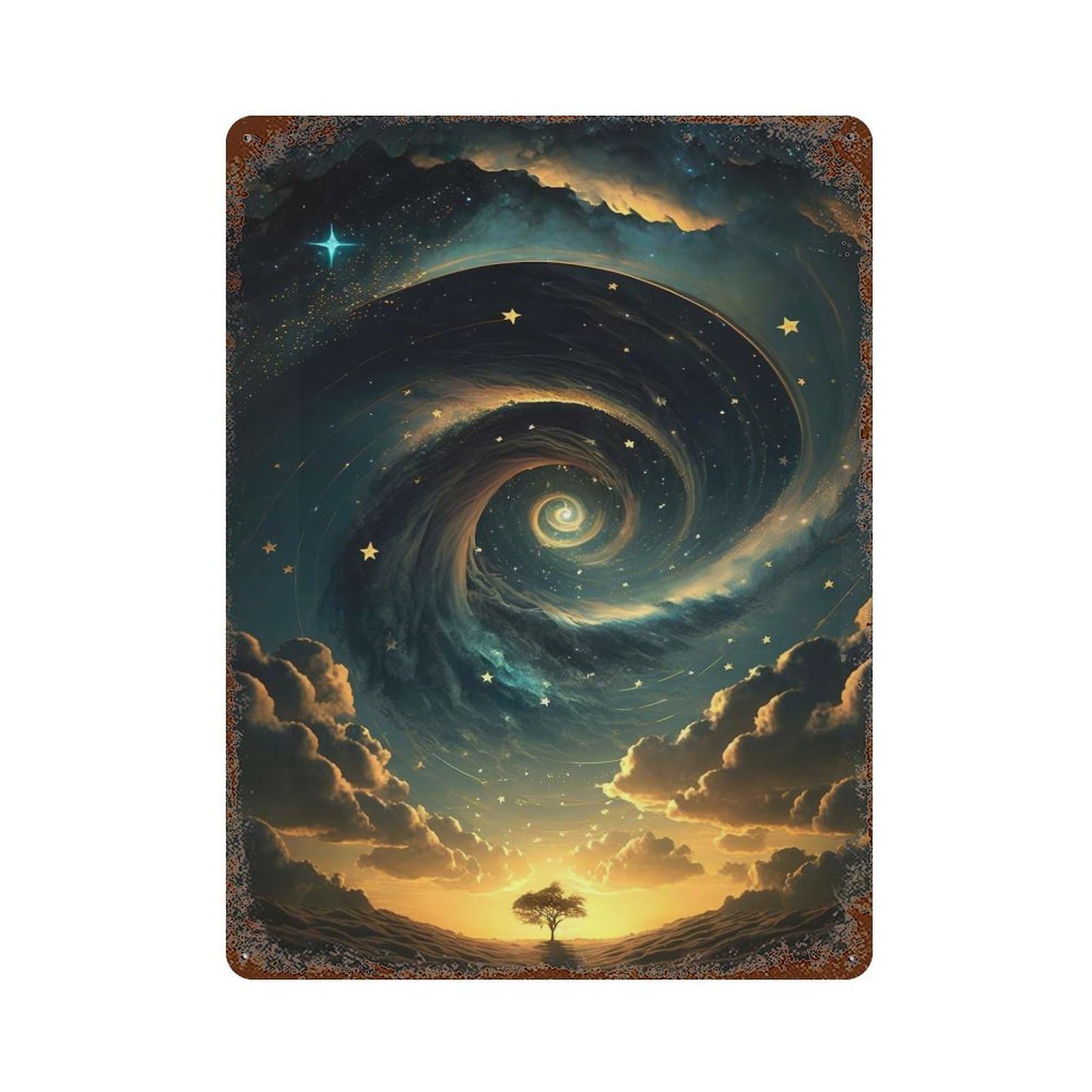 Night Fantasy Spiral Vintage Metal Tin Sign 15.7"x11.8", Ideal for Cafe, Home Bar And Lounge Decor