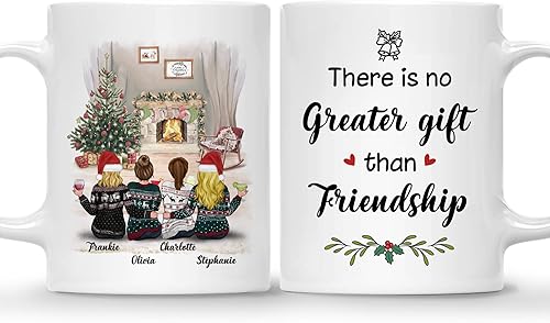 Gossby Taza de Navidad personalizada para amigas, regalo de Navidad personalizado para mejor amiga con diseño, nombre, regalo de Navidad para