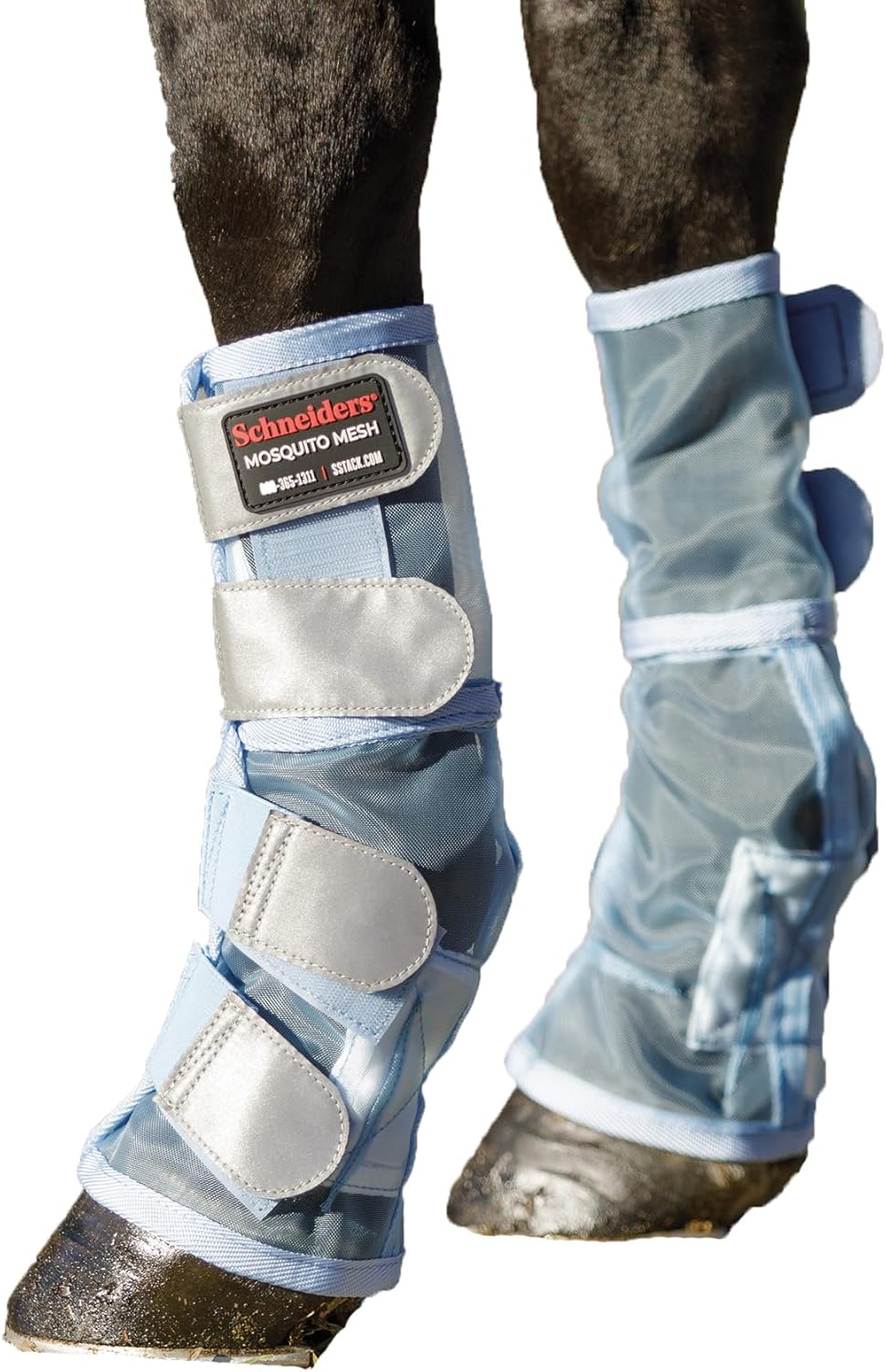 Schneiders Mosquito Mesh II Fitted Horse Fly Boots | Set of 2 | Superior Insect & UV Protection | Reflective Safety Features | Color Gray | Size Medium