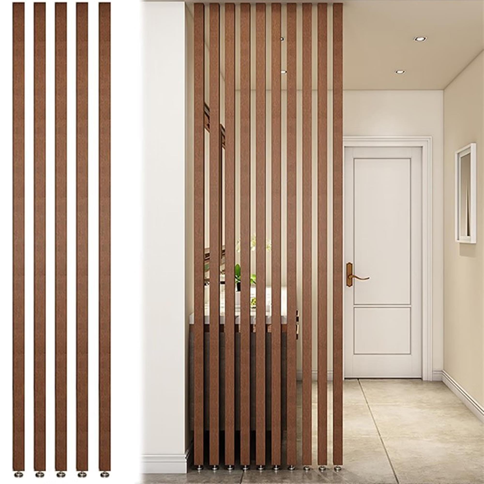 Séparateur de pièce de séparation Murale, Lattes en Bois du Sol au Plafond