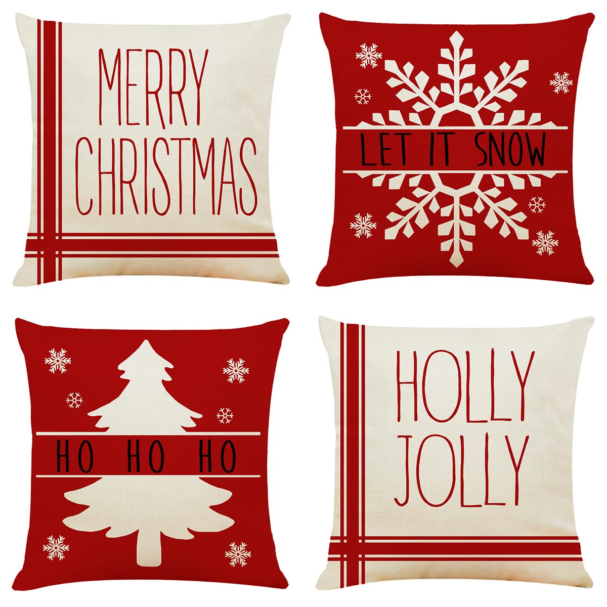 Housses de coussin de Noël 45,7 x 45,7 cm décoration de vacances d'hiver Let It Snow