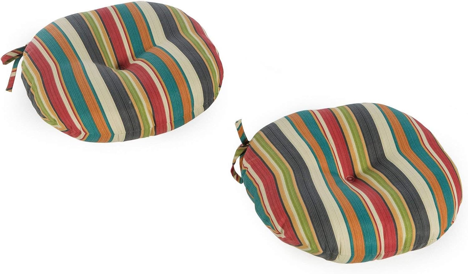 Amazoncom Fiesta Striped Set Of 2 15 Inch Round Bistro Cushions With Ties Outdoor Patio Chair Pads Kitchen Dining
