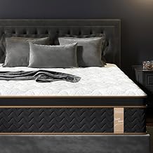 HRVEOCEI 10 Queen Size Hybrid Mattress with Memory Foam & Pocket Springs, Plush Mattress in a Box for Pressure Relief, Motion Isolation, Fiberglass Free, CertiPUR-US Certified Queen