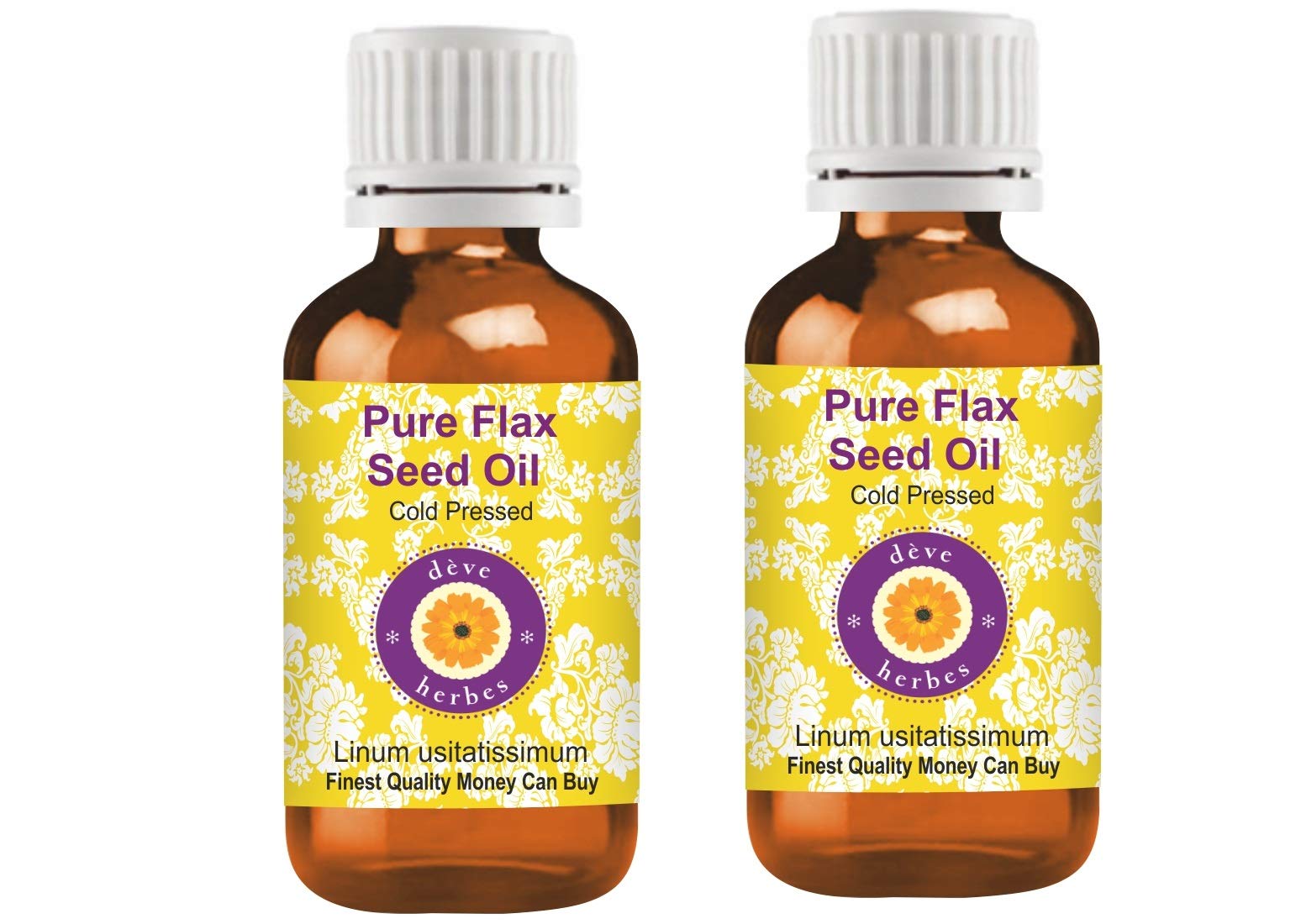 Deve Herbes puro olio di semi di lino – Confezione da due (ml + 100 ml) Linum Usitatissimum 100% NAT...