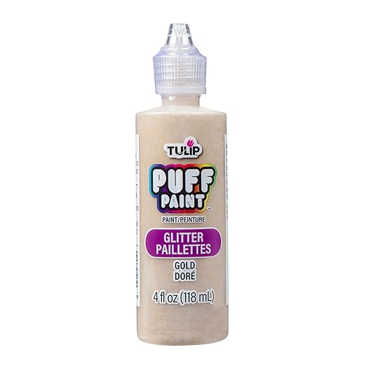 Tulip Puff Fabric Paint, Acrylic Craft Paint, 4 fl oz, Glitter Gold, for Clothes, DIY Projects, Non-Toxic