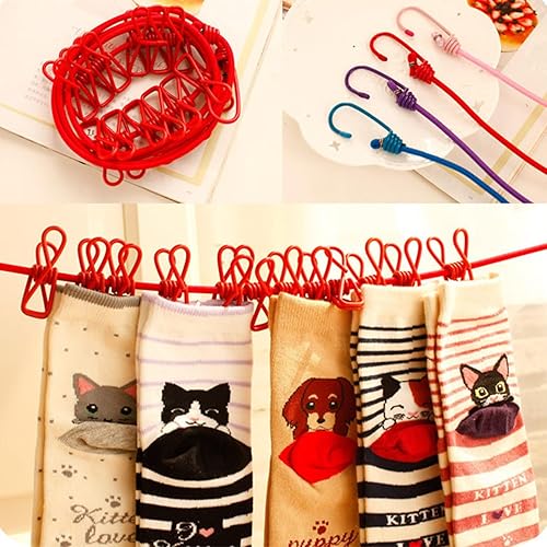 Miniatura 8 de ALINNA Tendedero portátil retráctil, tendedero de viaje con 12 pinzas para la ropa para secar en interiores, accesorios de campamento al aire libre