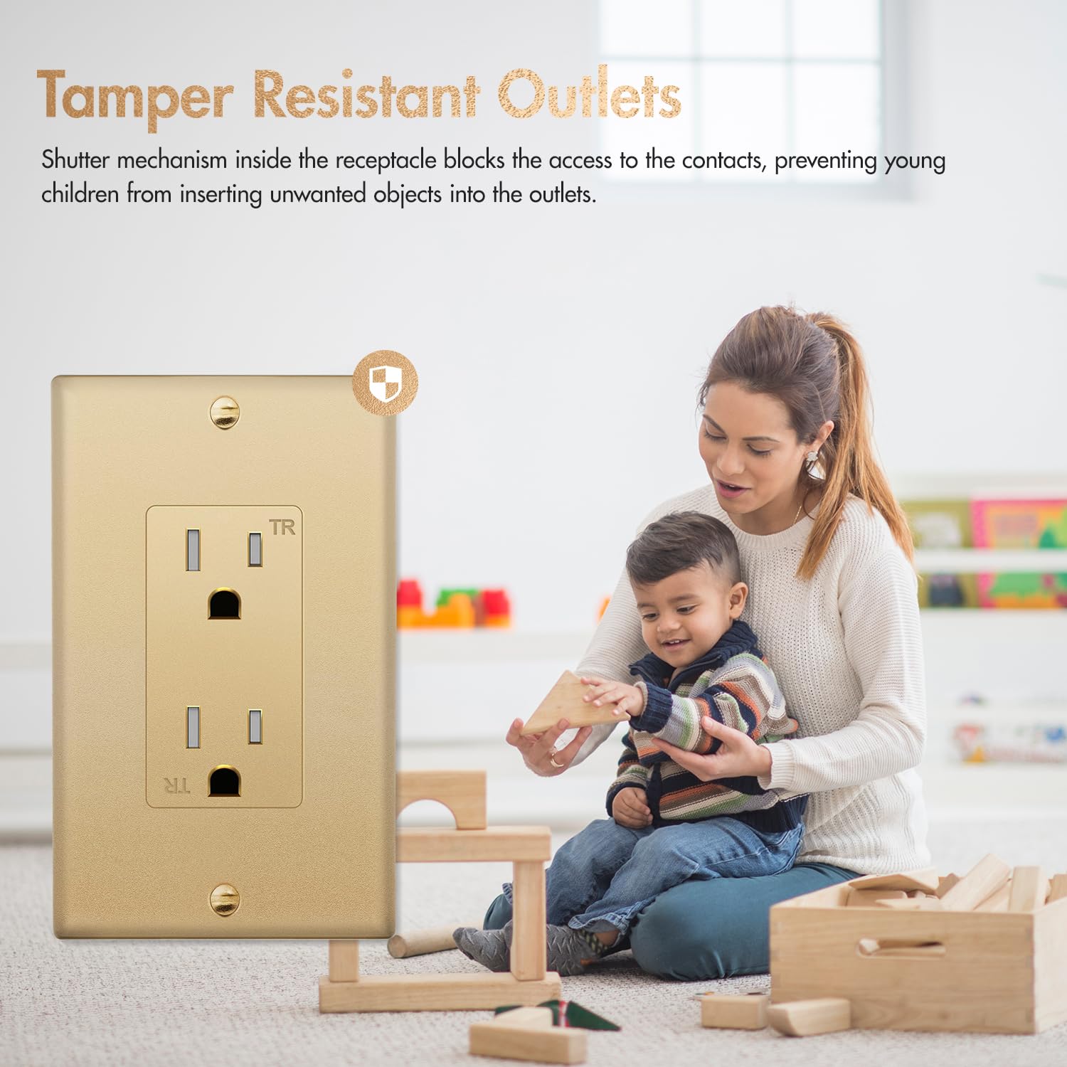 Snapklik.com : Micmi Gold Outlet 15A Decorator Receptacle, Tamper ...