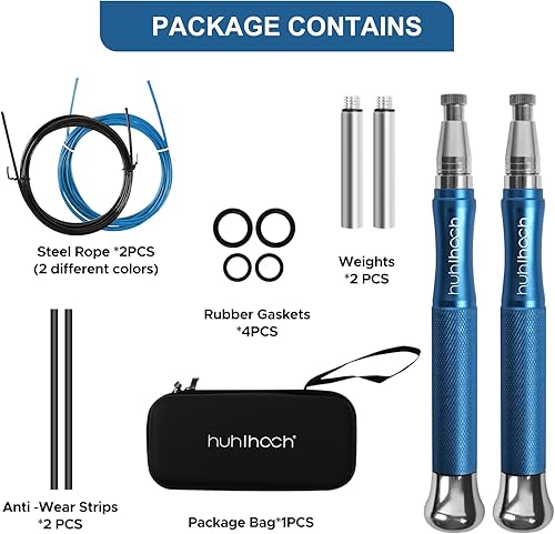 Miniatura 4 de Cuerda de saltar con peso de velocidad con mecanismo de bloqueo seguro, giro suave de 360, asas antideslizantes con textura mate, cuenta con 2
