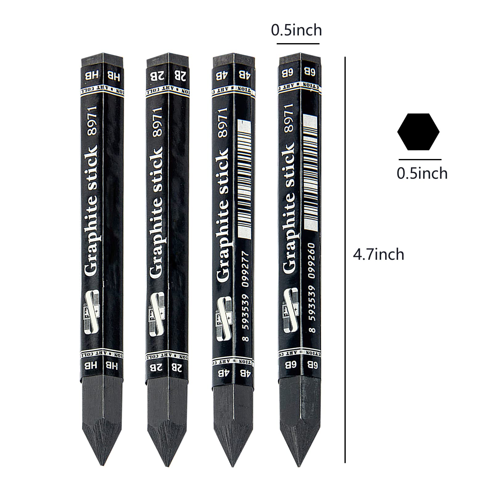 Lápices de dibujo de grafito, 4 unidades, suministros de dibujo artístico, sin pintura de grano de madera, dureza total, HB 2B, 4B, 6B, juego de lápices duraderos, negro, artista, boceto, dibujo