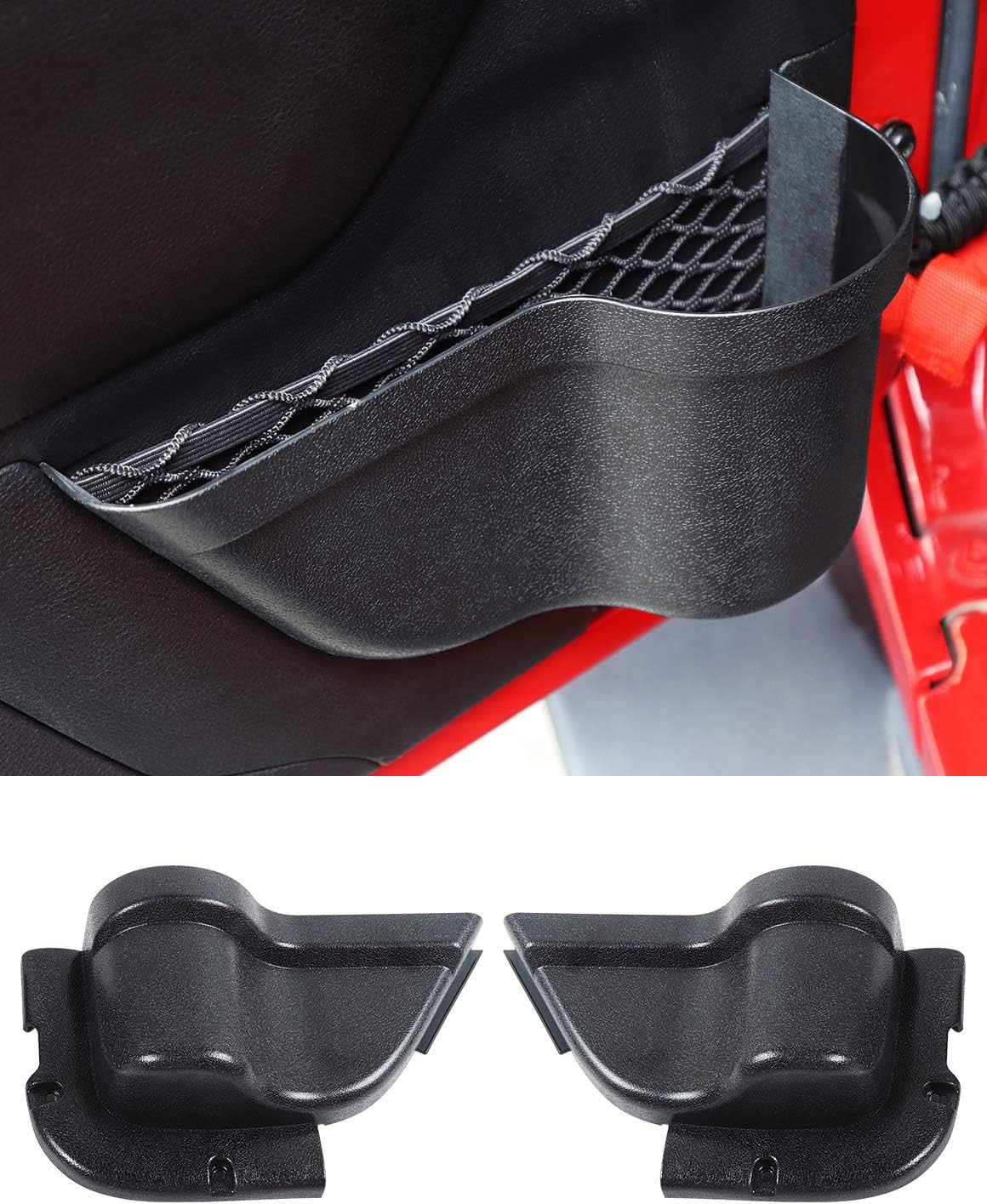 Savadicar DP3 Front Door Storage Pockets, Side Insert for Jeep Wrangler JK JKU 2/4 Doors 2011-2018, Interior Expansion Accessories, Black, 2 Pieces (Last Upgraded Version)