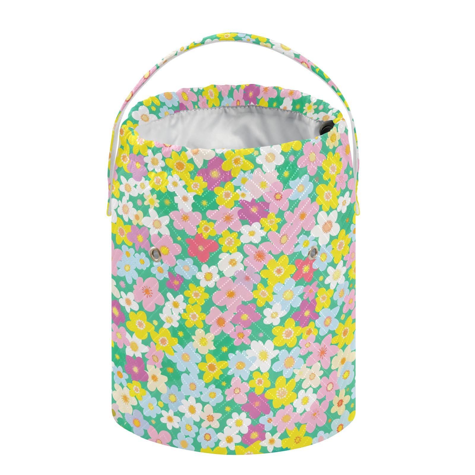 Yarn Storage Bag Small Crochet Bag Knitting Bag Organizer Pink Green Yellow Flowers Yarn Bags for Crocheting Basket