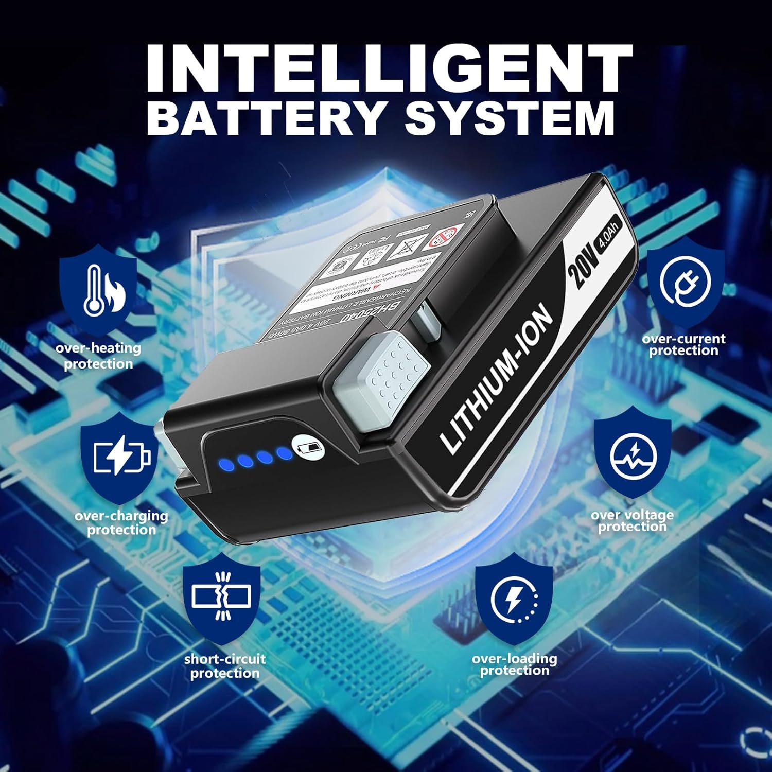 20V 4000mAh Lithium-ion Battery Replace for Hoover 20V Battery BH25040 BH25030 BH15030 Compatible with Hoover ONEPWR Cordless Vacuum Cleaner