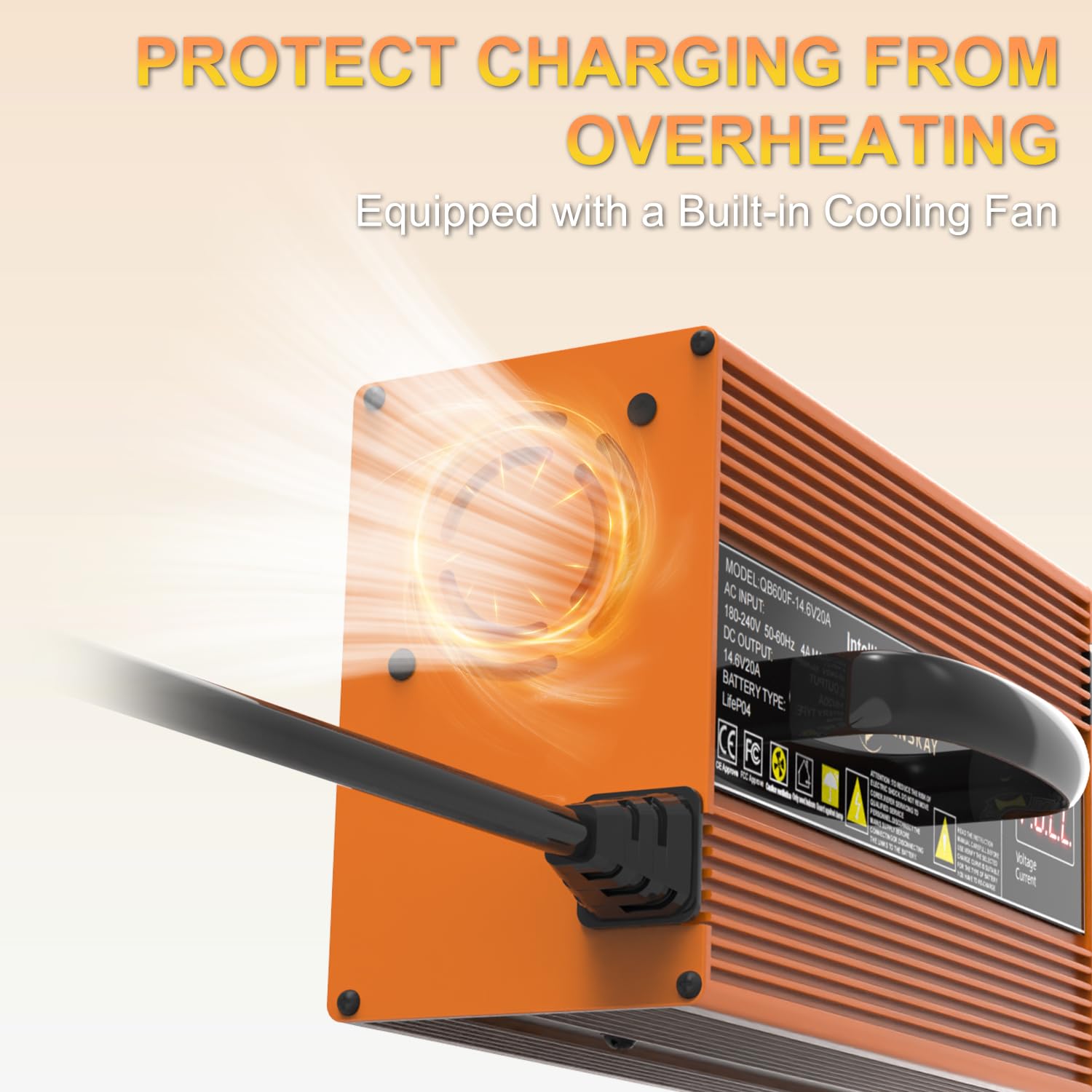 LiFePO4 Ladegerät 14.6V 20A - 12V/12.8V Lithium Batterieladegerät mit LED Anzeige für 30AH-100Ah Lithium LiFePO4 Deep Cycle Akkus,Auto,Wohnmobil,Marine