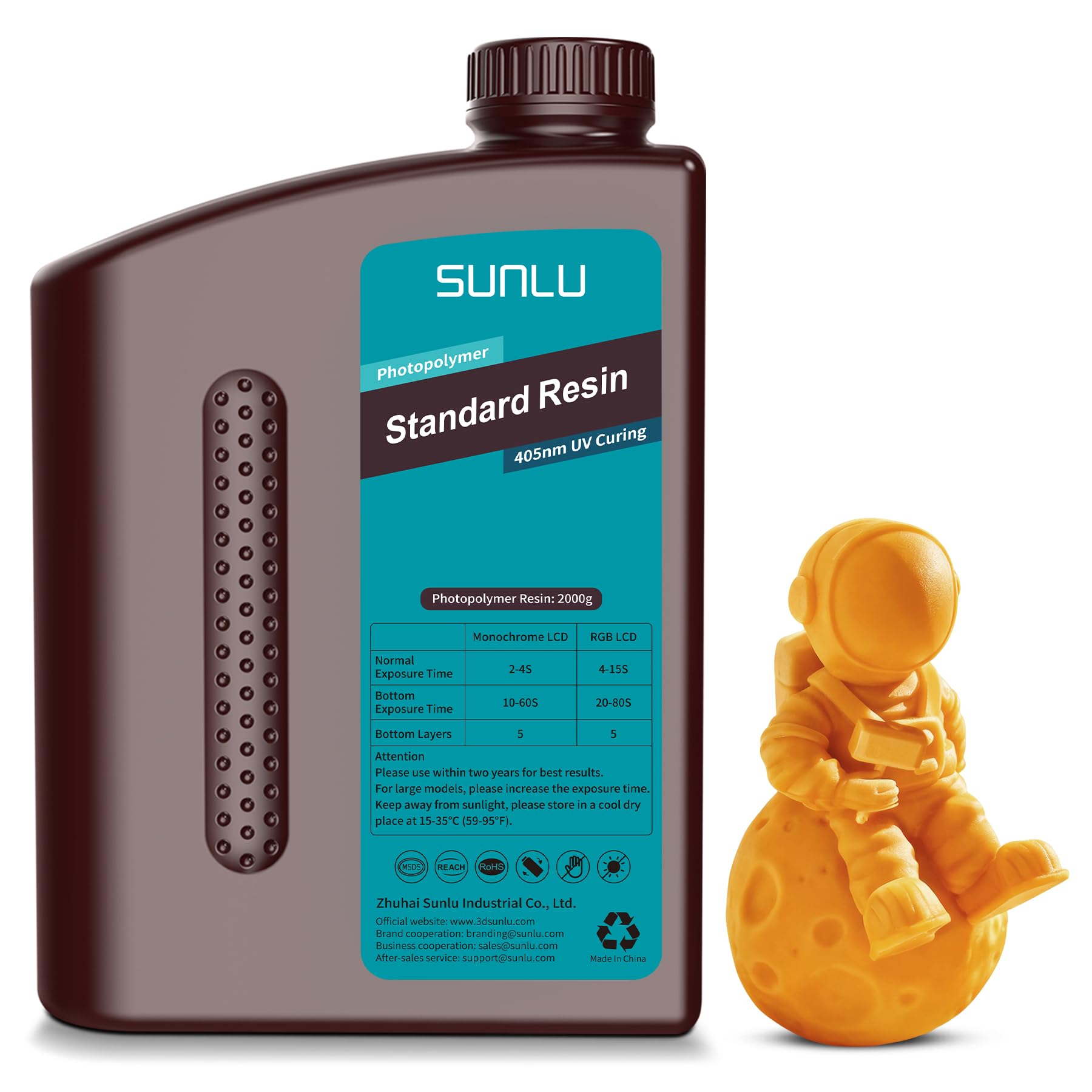 SUNLU 3D Printer Resin, 2kg Standard 3D Resin Quick Curing for DLP SLA 3D Printer 3D Printer UV Curing 395-405nm Liquid Photopolymer Resin, Low Shrinkage, High-image-26