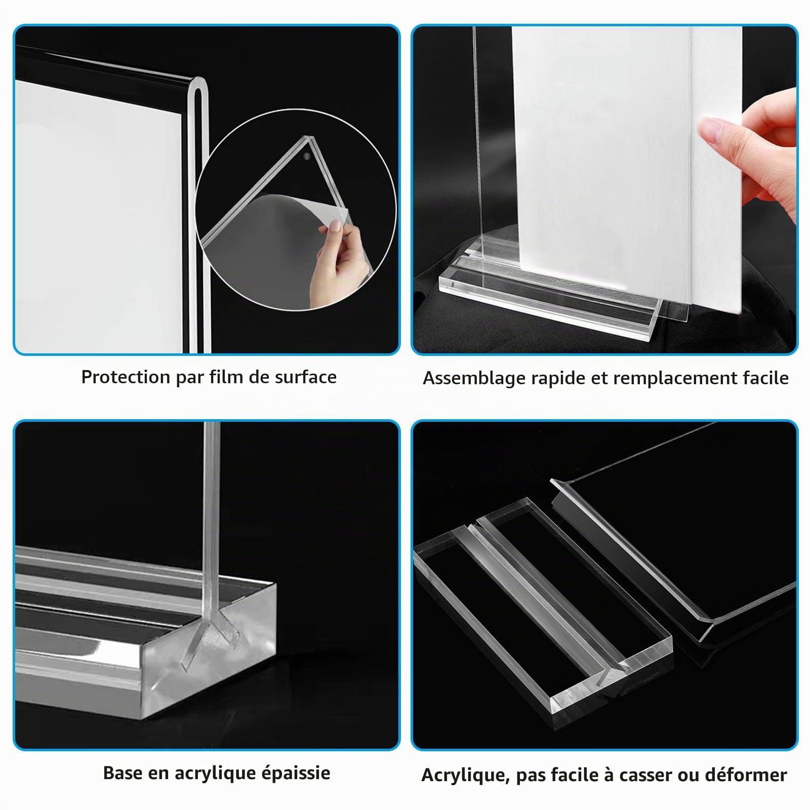 BORDEAG 6 Pièces Presentoir de Table A5 en Acrylique, Porte Menu A5 Porte-Affiche de Table en T, Presentoir en Plastique, Présentoirs de Table, Présentoirs pour Flyers, Photos, Publicités, Menus