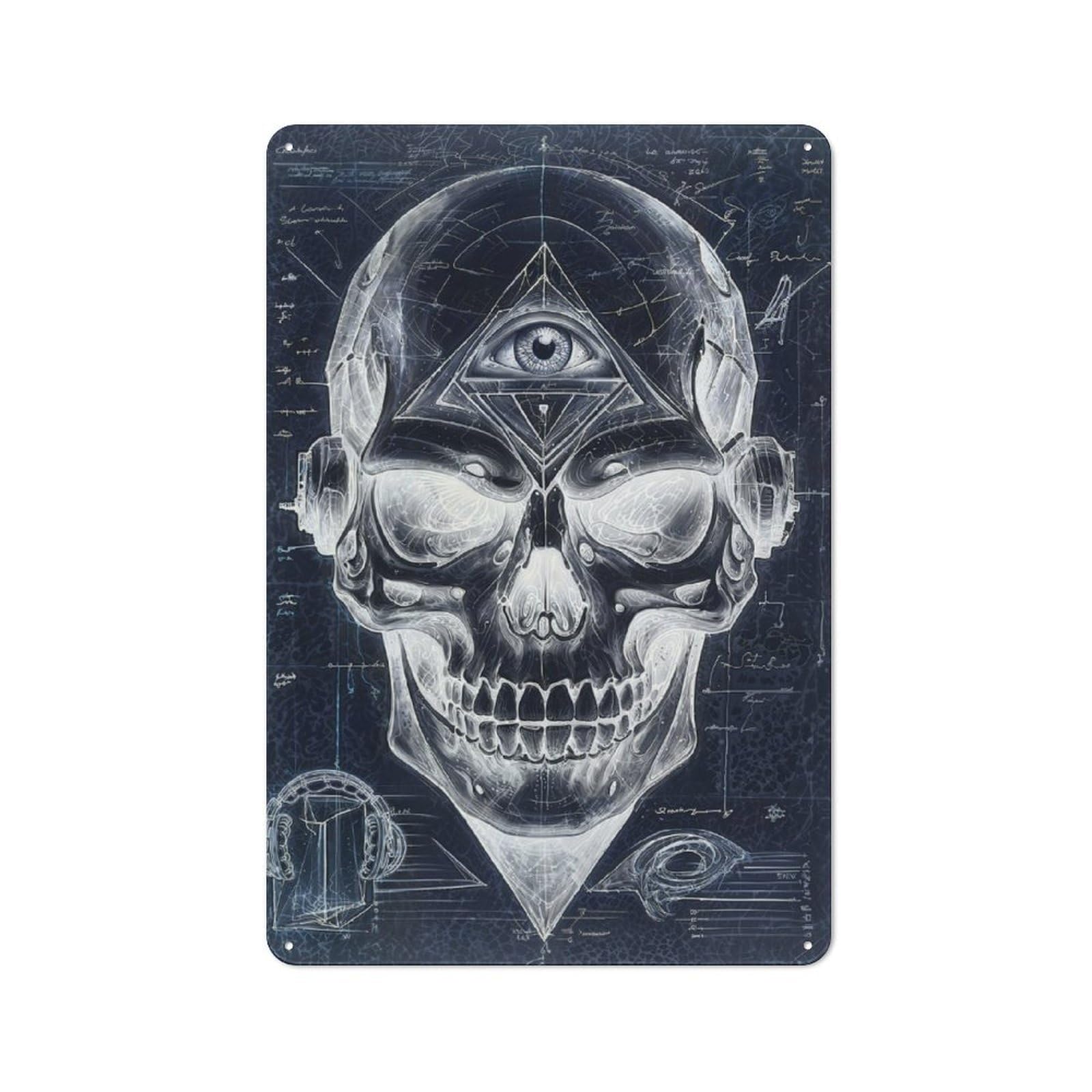 Tin Wall Plaque 30x20cm with Negative Minds Eye Skull for Living Room Or Hallway, A Decorative Christmas Gift for Home Wall Decor Collectors
