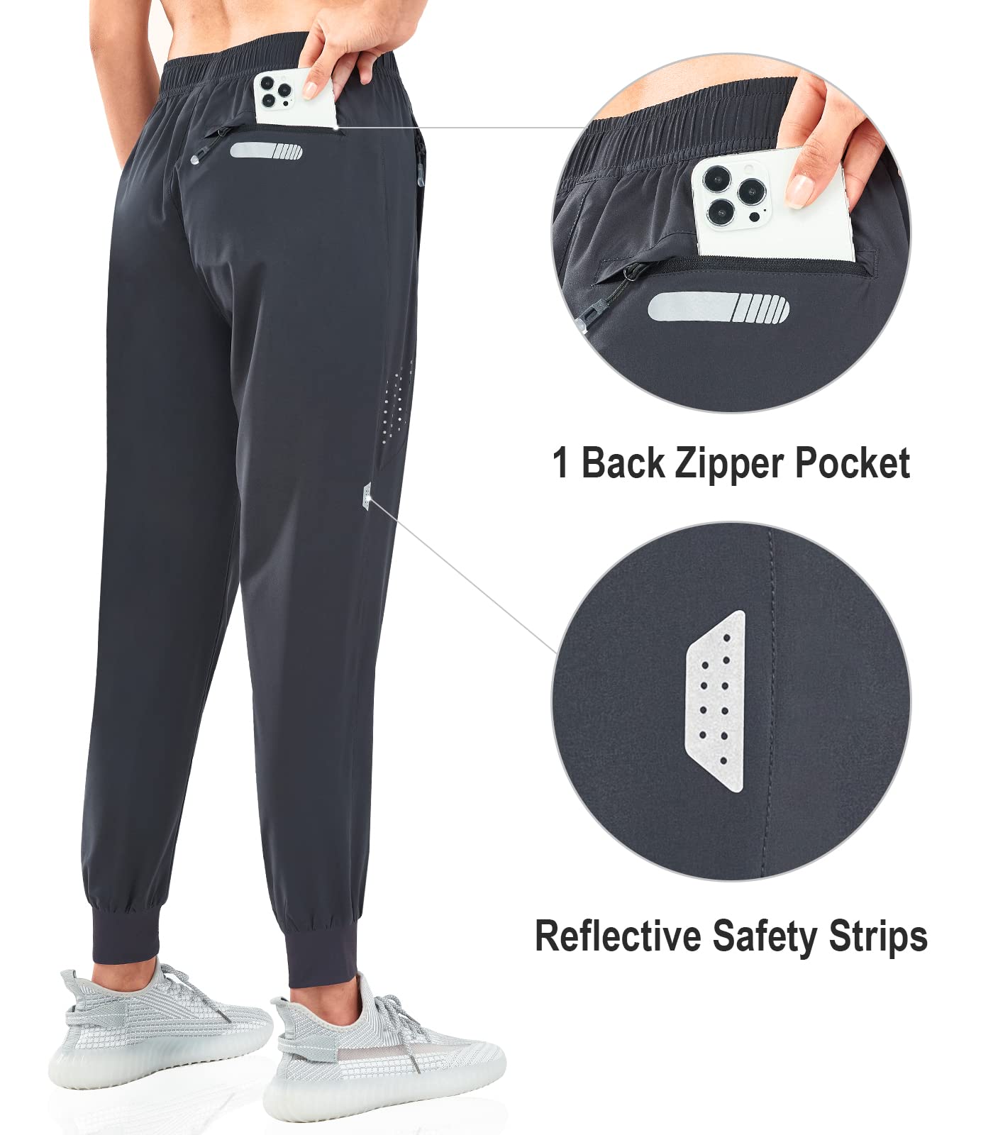 NORTHYARD Jogginghose Damen Leichte Schnelltrocknend Trainingshose Stretch Fitness Sporthose Lang Wasserdicht Wanderhose mit Reißverschlusstaschen