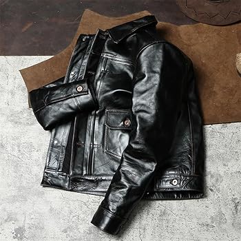 Mens Classic Genuine Leather Jacket Winter Vintage Black Horsehide