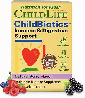 Childbiotics Immune & Digestive Support - Kids Probiotic, Probiotics for Kids & Toddlers, Childrens Chewable Probiotic for Gut Health - Natural Berry, 30 Chewable Tablets