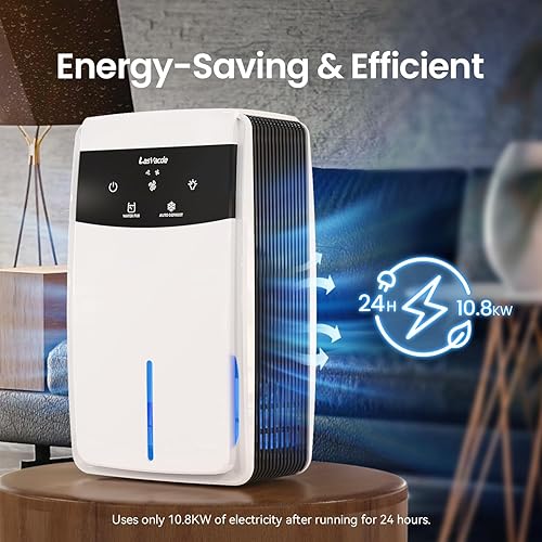 Miniatura 4 de Deshumidificador para baño con manguera de drenaje, deshumidificadores de 95 onzas para el hogar, dormitorio, sótano y caravana, apagado automático