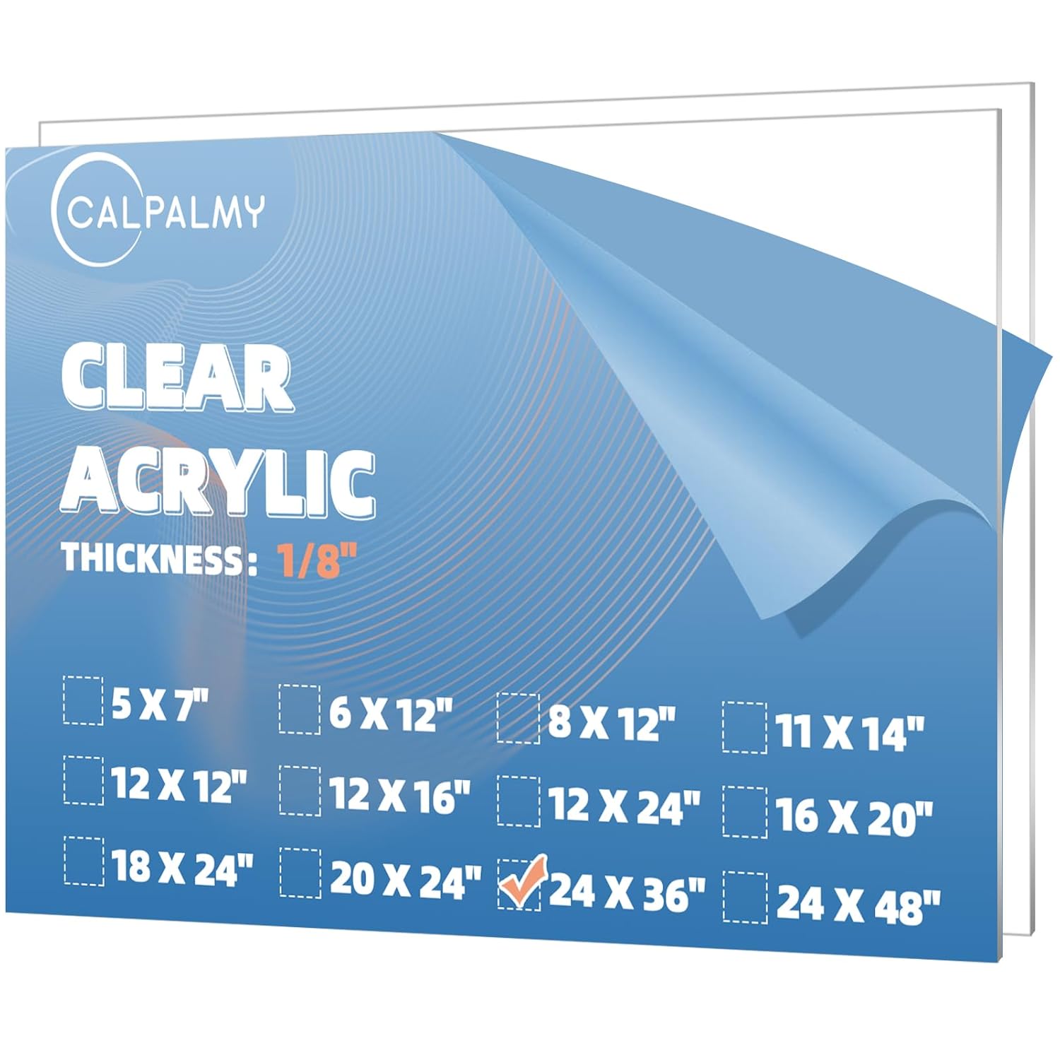 CALPALMY (2 Pack) 1/8" Thick Clear Acrylic Sheets - 24" x 36" Pre-Cut Plexiglass Sheets for Craft Projects, Signs, Display Cases, Sneeze Guard and More - Cut with Engraver, Power Saw or Hand Tools 24"x36", 1/8" Thick Clear 2