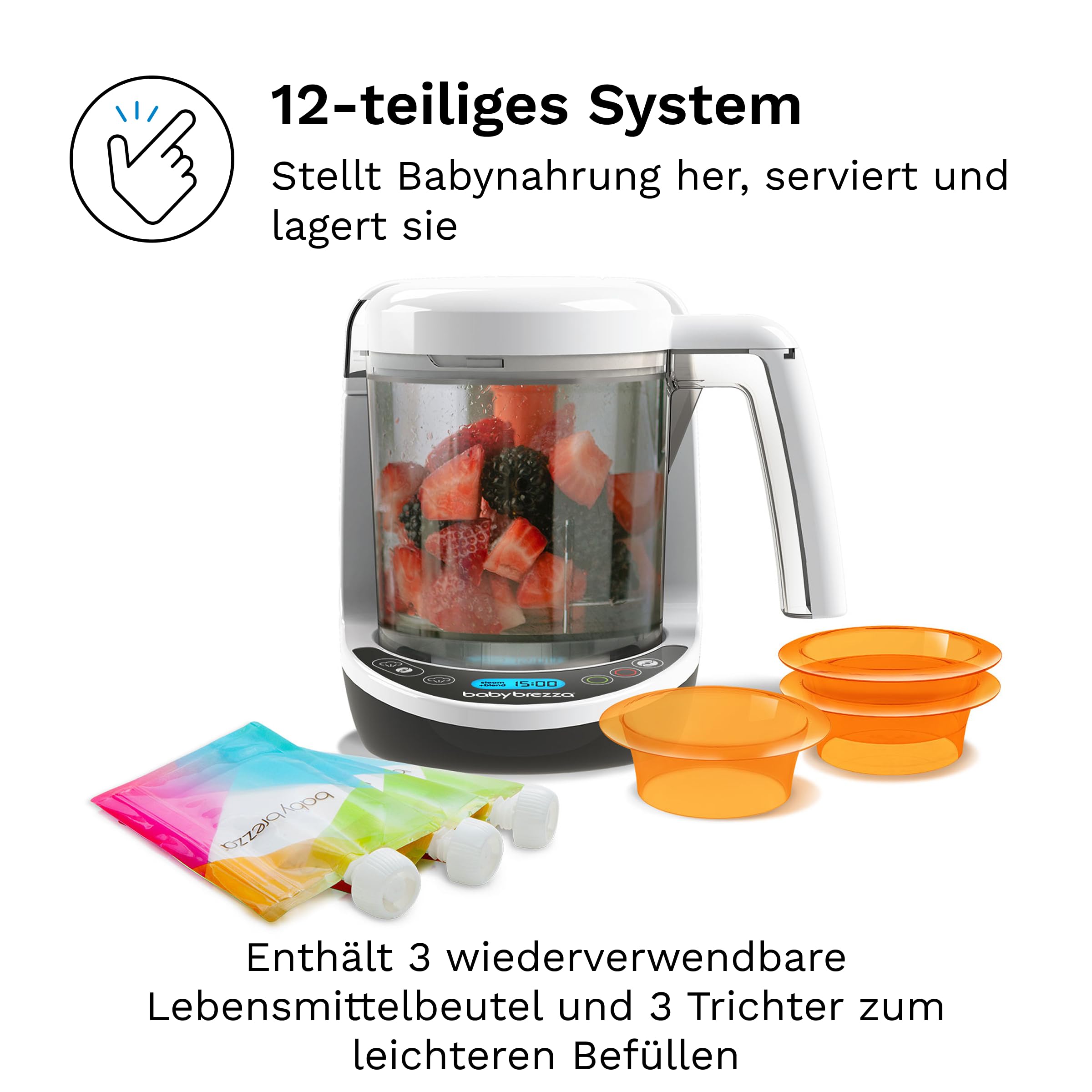 Baby Brezza Formula Pro Advanced & Food Maker Deluxe Bundle Set | Automatische Flaschenzubereitung, Dampfgaren, Mixen, Auftauen, Erwärmen, Babybrei, Babynahrung, Zubehör
