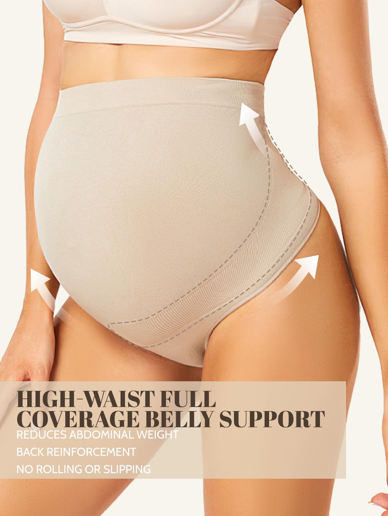 Lot de 5 strings de maternité pour femme, sous-vêtements gainants de grossesse, soutien du ventre, culottes sans couture pour femmes enceintes