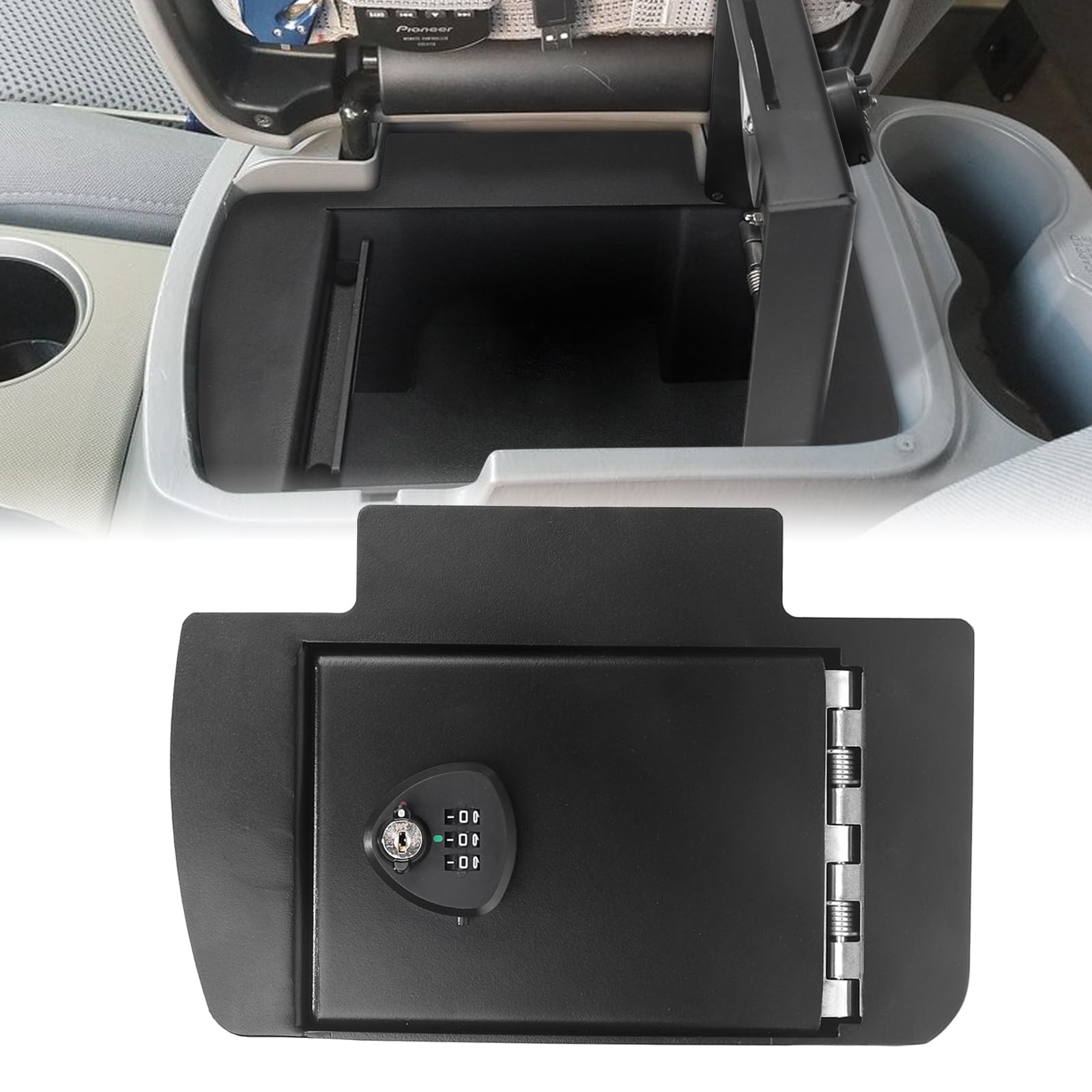 Center Console Safe Gun Safe with Spring Hinges Compatible with 2005-2015 Toyota Tacoma