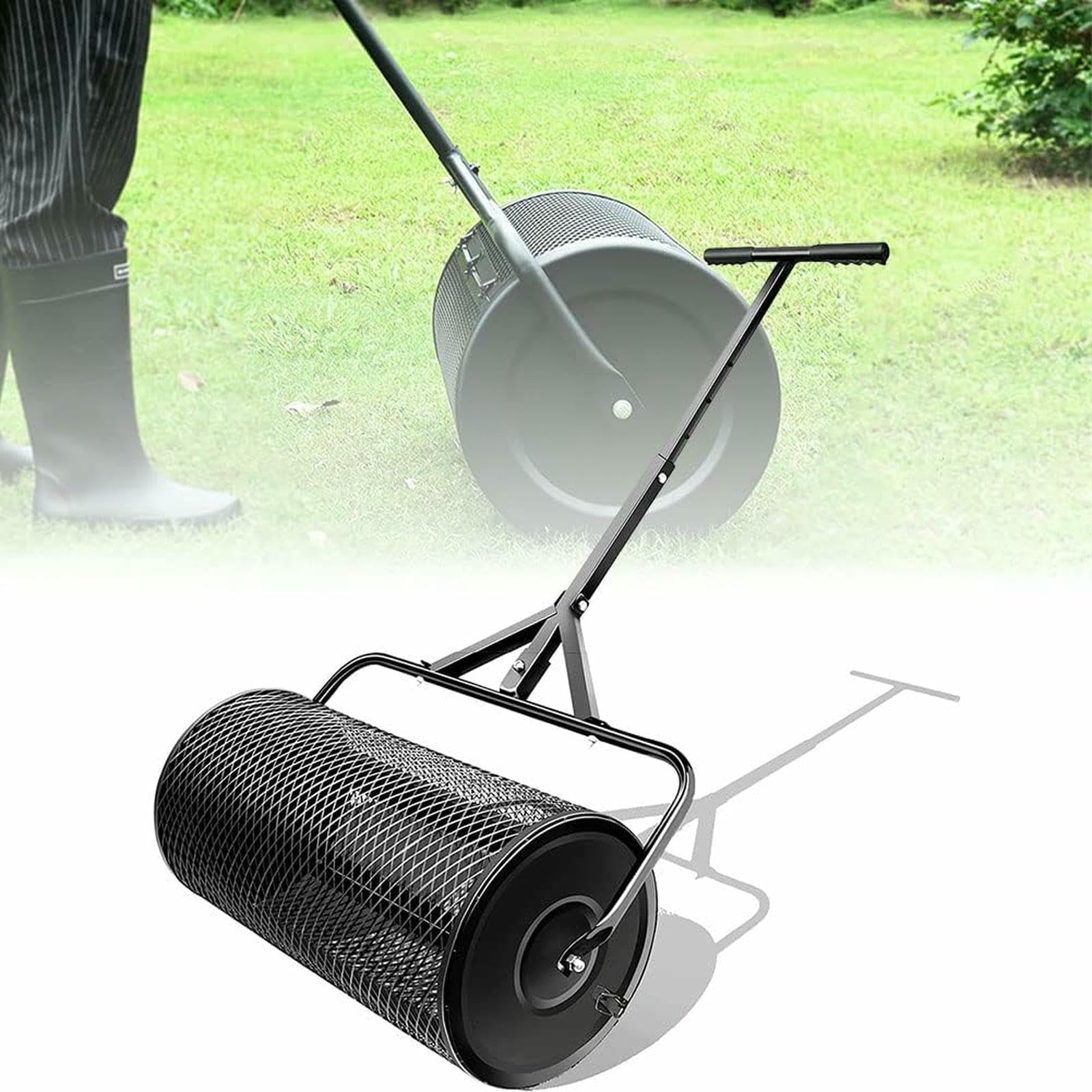 Épandeur de compost et rouleau à gazon léger pour terreau de jardin