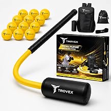 Baseball Batting Trainer System Improve Swing Speed, Timing & Accuracy All Skill Levels Rope Swing Trainer Kit with Practice Balls, Foam Bat & Carry Bag for Youth & Adults