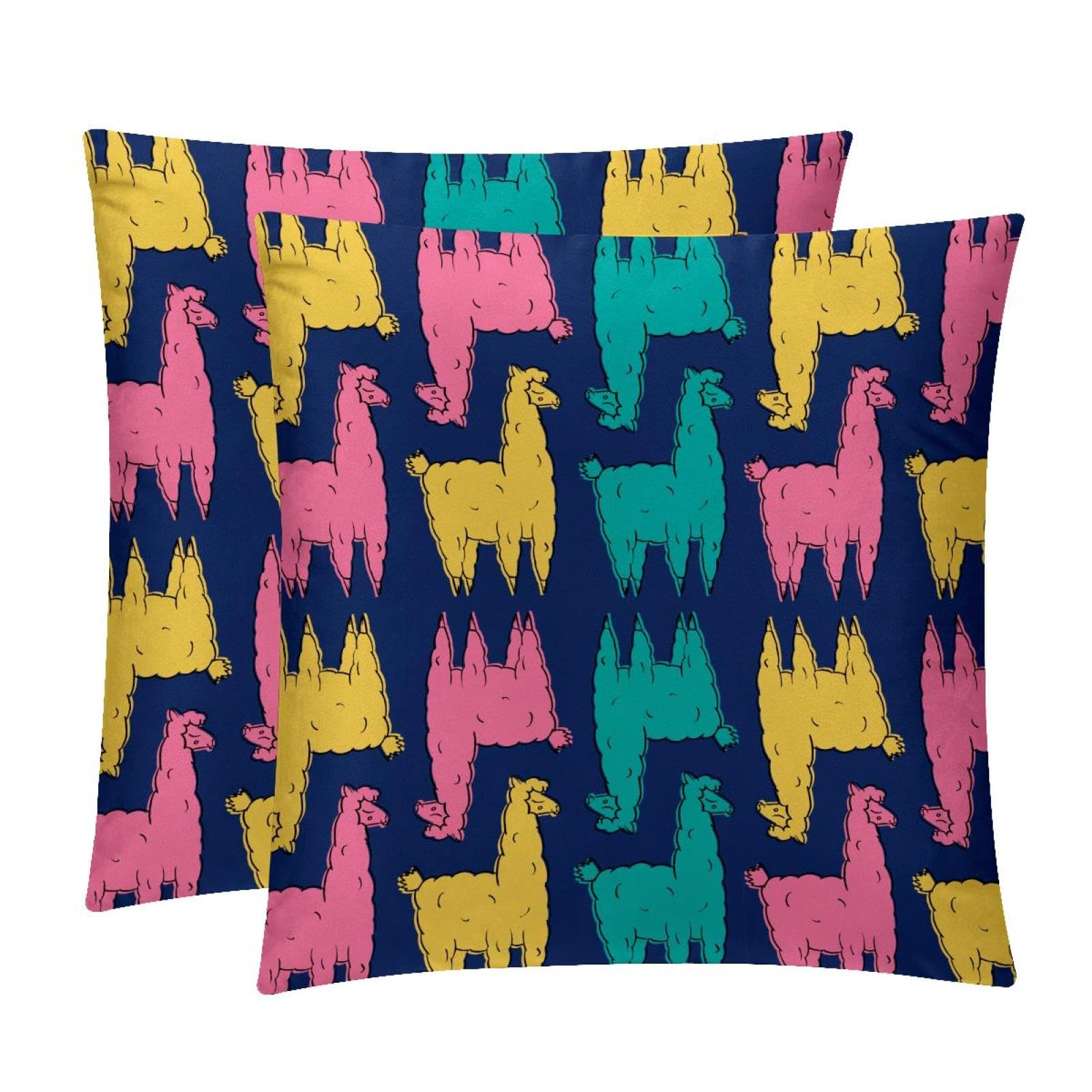 TDGKPZ Cute Alpacas Throw Pillow Cases 2 Pack Pillowcases Zipper Cushion Covers For Bedroom Living Room 50x50cm