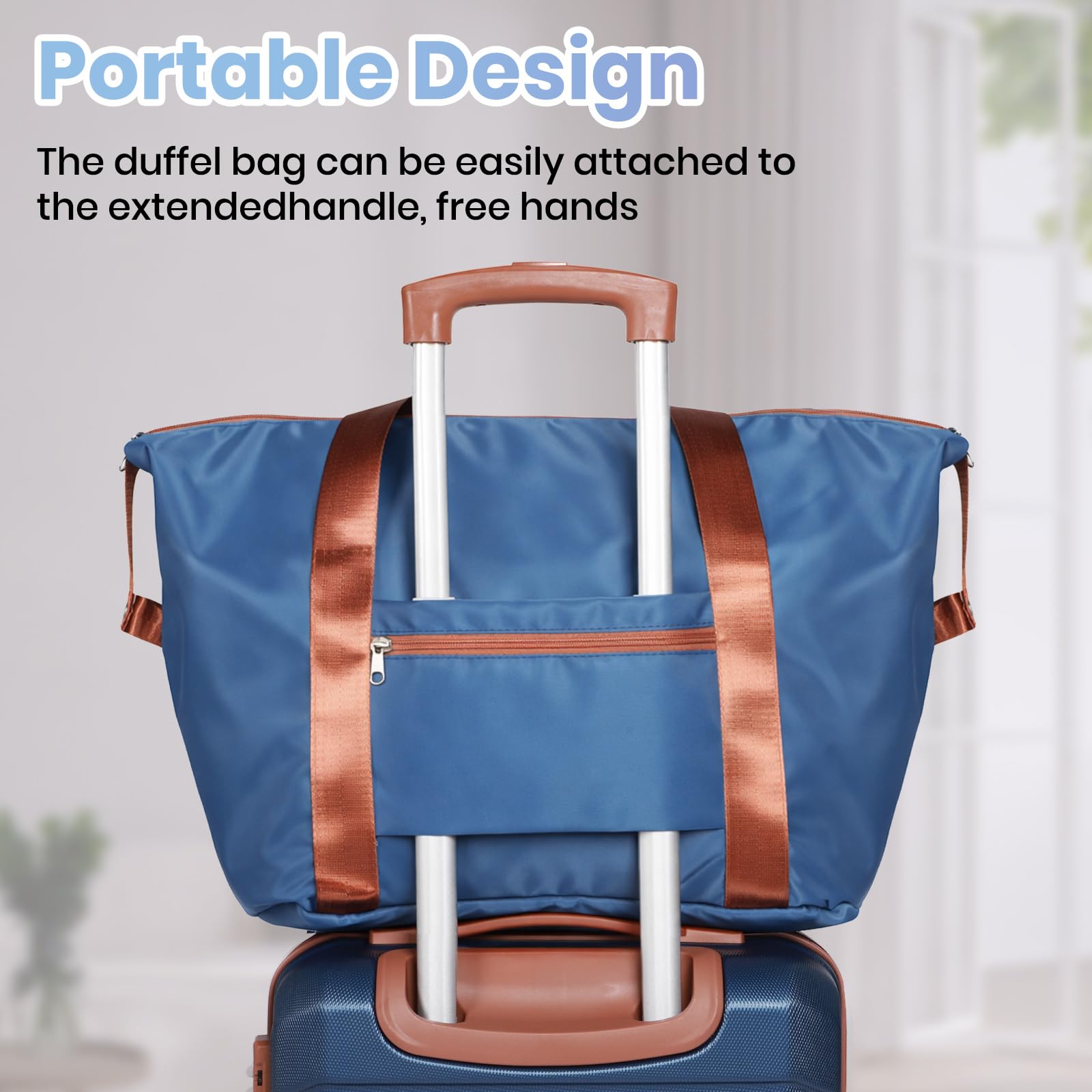 Set valigie 5 pezzi rigide in ABS leggere, trolley da viaggio con ruote girevoli e lucchetto TSA, 20”+24”+28”, con borsone da viaggio e beauty case, blu