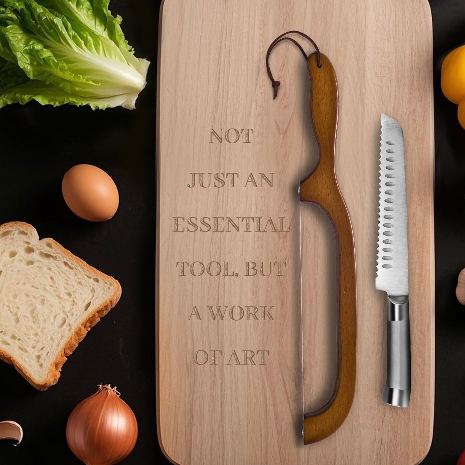 2 Pack Sourdough Bread Knife for Homemade Bread, Serrated Bread Cutter Ergo-Safe Engineering Anti-Stick Bread Bow Knife for Sourdough, Baguettes, Cakes - Image 7