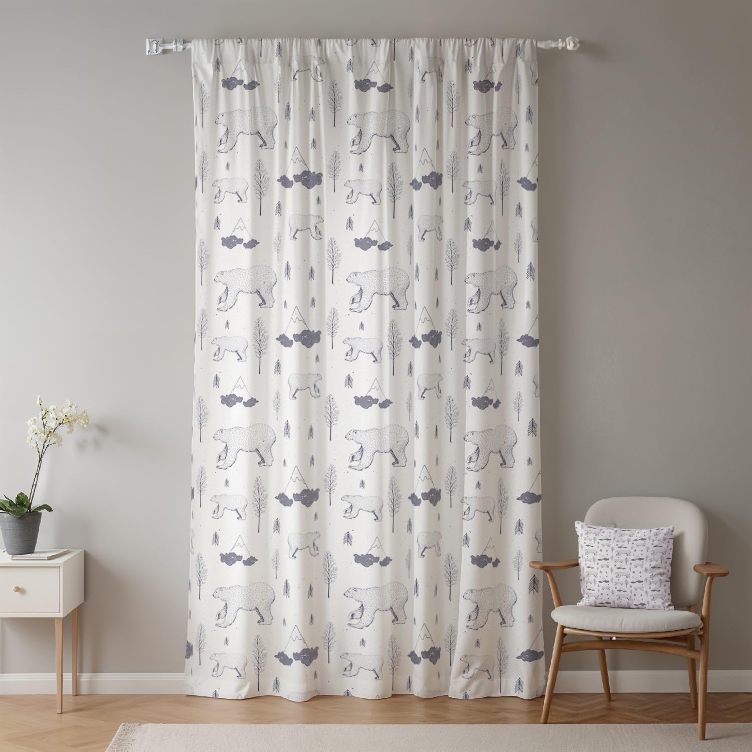 ggaimwf 42"x 63" Cartoon Animal Rod Pocket Curtain for Kids Bedroom Bear mountain Linen Look Room Dividers Light Filtering Privacy Window Drapes for Boys Girls Playroom Living Room,1-Single Panel - Image 2