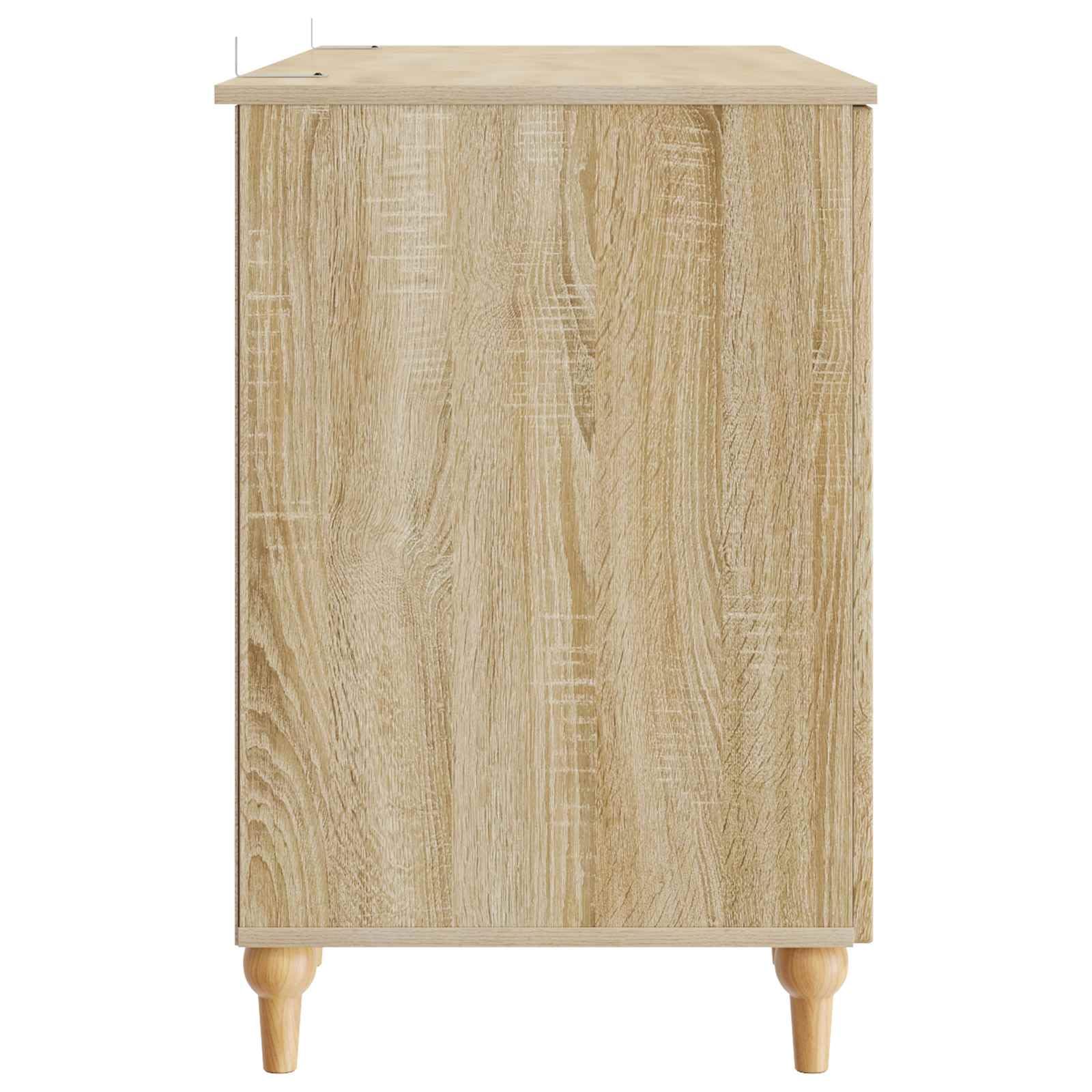 Scrivania con scaffale, in legno Sonoma, 142,5 x 50 x 75 cm, versatile scrivania per computer con vano portaoggetti, ripiano e 2 ante girevoli, per casa, ufficio, gaming e studio